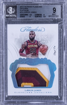 2017-18 Panini Flawless Platinum Patches #16 LeBron James Game Used Patch Card (#1/1) - BGS MINT 9